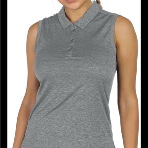 Women's Gray Sleeveless Polo Tee